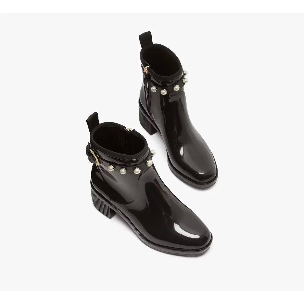 Kate Spade® (Women's 9) Puddle Pearls™ Rain Booties‎ in Black - $200